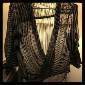 Sheer Pleated wrap blouse